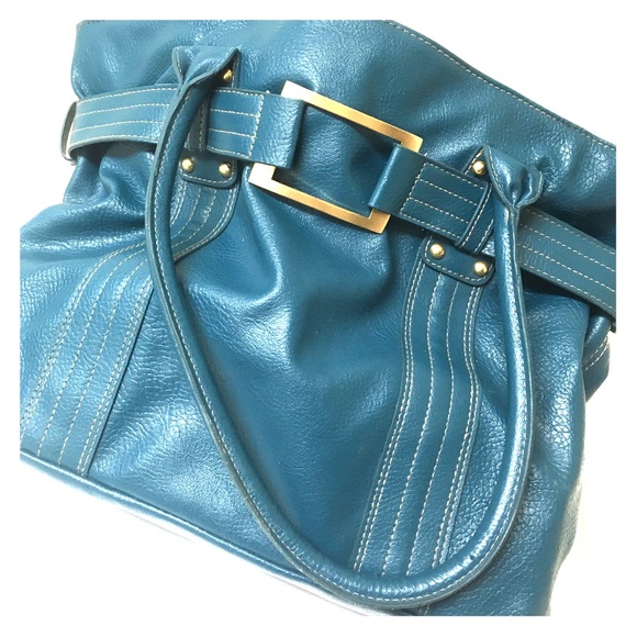 Teal blue organizer handbag - Picture 1 of 5